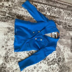 Vibrant Blue Double-Breasted Blazer